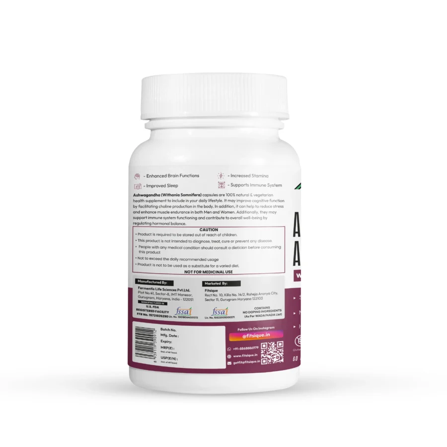 Fitsique Ashwagandha Advance 500 60 capsules - Image 2