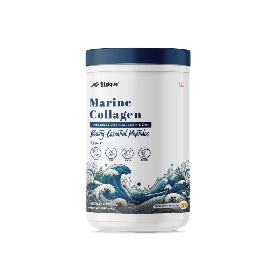 Fitsique Marine Collagen 250 gm Mango Peach for  Radiant skin