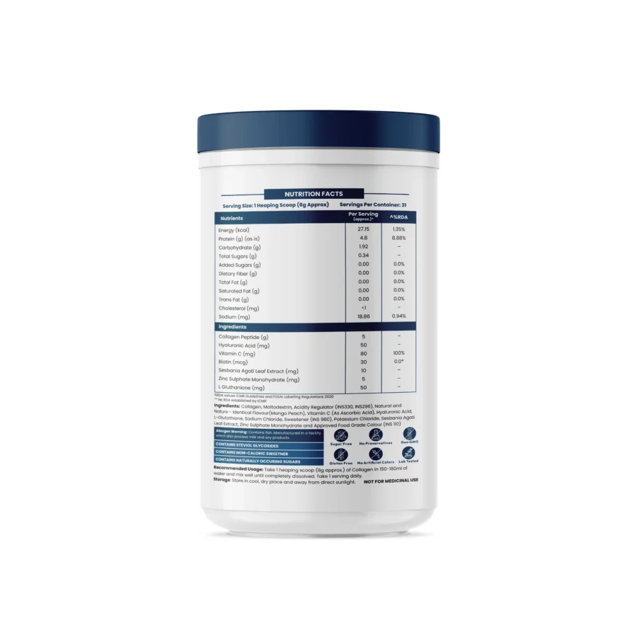 Fitsique Marine Collagen 250 gm Mango Peach for  Radiant skin - Image 2