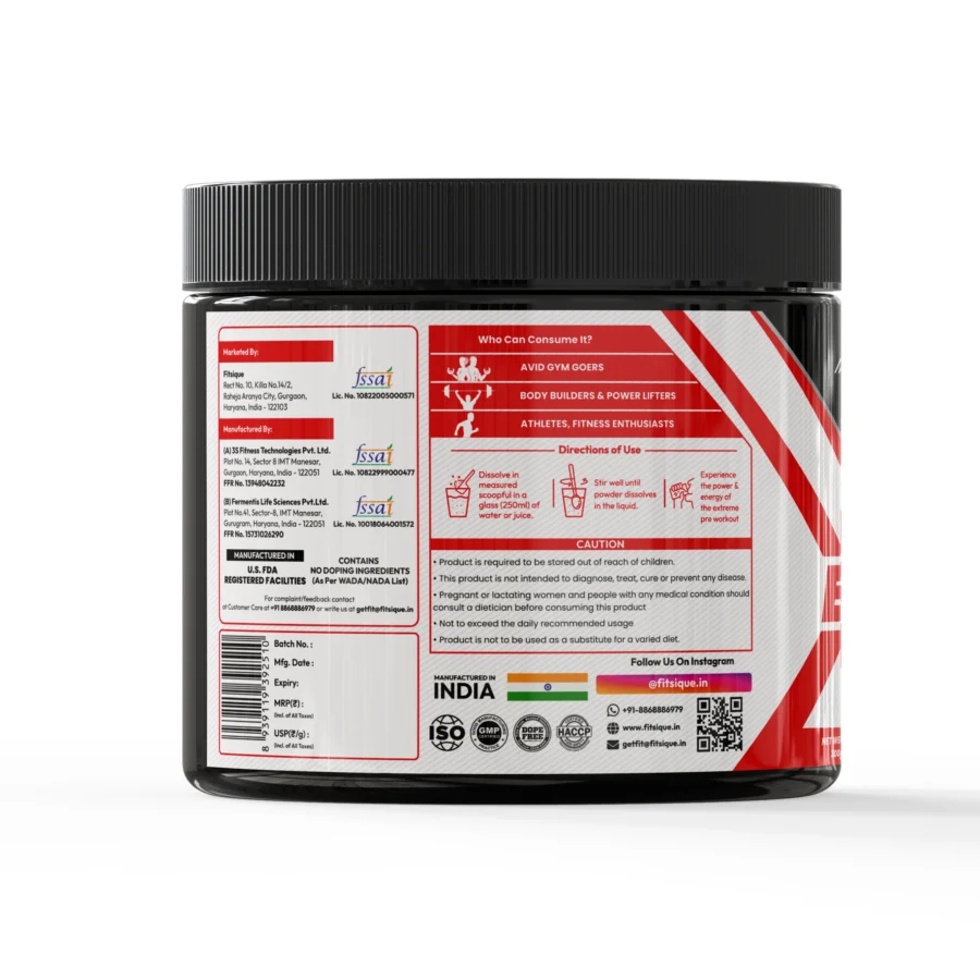 Fitsique Pre Workout Extreme Rush (300g) - Image 2